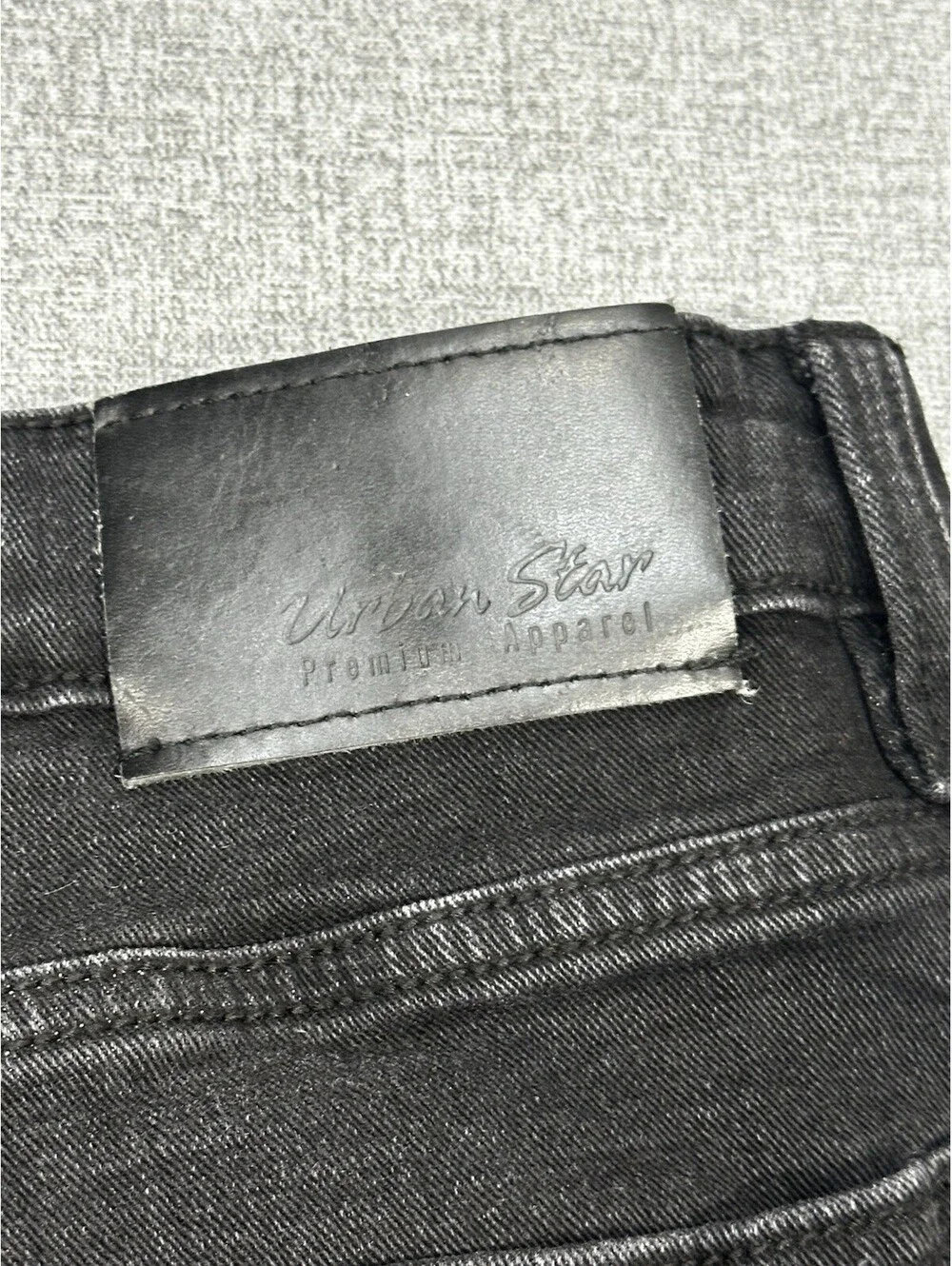 Urban Star Premium Black Jeans Men’s 34X28.5 Straight Slim Fit Stretch Denim